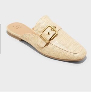 Women's Beige Wendy Mule Flats - Size 10 - A New Day